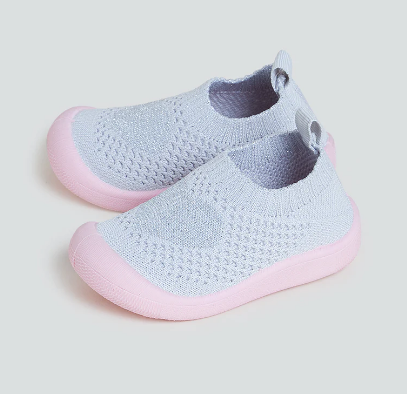 Yellow Kids Grey Knitted Slip-On Shoes